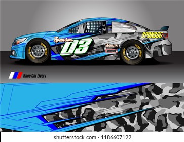 Car decal design vector. abstract racing graphic stripe background kit for vehicle vinyl wrap, race car sticker, and rally livery