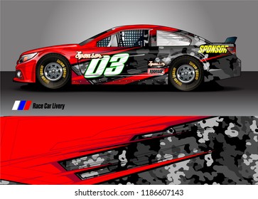 Car decal design vector. abstract racing graphic stripe background kit for vehicle vinyl wrap, race car sticker, and rally livery