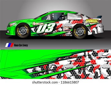 Car decal design vector. abstract racing graphic stripe background kit for vehicle vinyl wrap, race car sticker, and rally livery