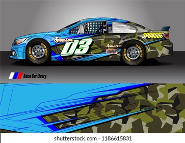 Car decal design vector. abstract racing graphic stripe background kit for vehicle vinyl wrap, race car sticker, and rally livery