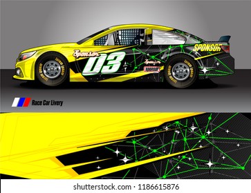 Car decal design vector. abstract racing graphic stripe background kit for vehicle vinyl wrap, race car sticker, and rally livery