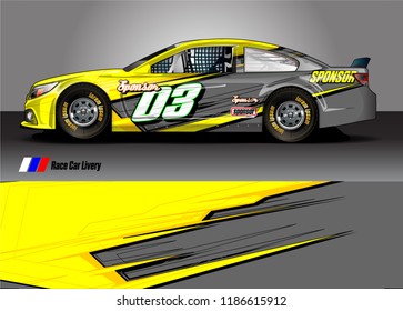 Car decal design vector. abstract racing graphic stripe background kit for vehicle vinyl wrap, race car sticker, and rally livery