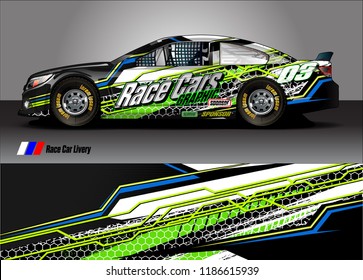 Car decal design vector. abstract racing graphic stripe background kit for vehicle vinyl wrap, race car sticker, and rally livery
