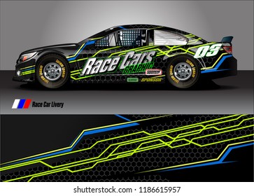 Car decal design vector. abstract racing graphic stripe background kit for vehicle vinyl wrap, race car sticker, and rally livery