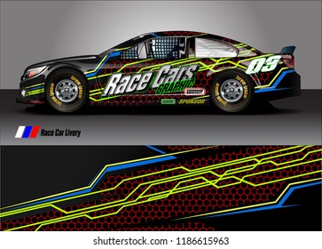 Car decal design vector. abstract racing graphic stripe background kit for vehicle vinyl wrap, race car sticker, and rally livery