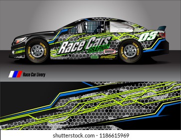 Car decal design vector. abstract racing graphic stripe background kit for vehicle vinyl wrap, race car sticker, and rally livery