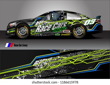 Car decal design vector. abstract racing graphic stripe background kit for vehicle vinyl wrap, race car sticker, and rally livery