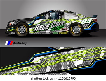 Car decal design vector. abstract racing graphic stripe background kit for vehicle vinyl wrap, race car sticker, and rally livery