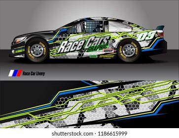 Car decal design vector. abstract racing graphic stripe background kit for vehicle vinyl wrap, race car sticker, and rally livery