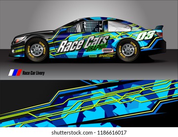 Car decal design vector. abstract racing graphic stripe background kit for vehicle vinyl wrap, race car sticker, and rally livery