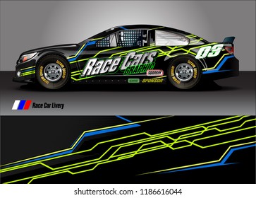Car decal design vector. abstract racing graphic stripe background kit for vehicle vinyl wrap, race car sticker, and rally livery