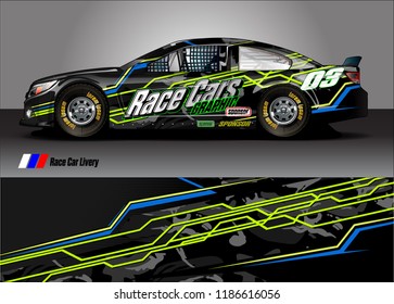 Car decal design vector. abstract racing graphic stripe background kit for vehicle vinyl wrap, race car sticker, and rally livery