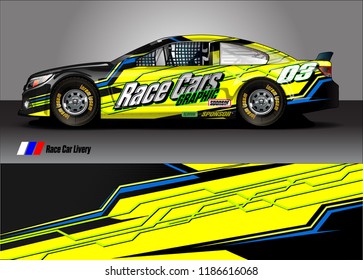 Car decal design vector. abstract racing graphic stripe background kit for vehicle vinyl wrap, race car sticker, and rally livery
