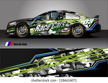 Car decal design vector. abstract racing graphic stripe background kit for vehicle vinyl wrap, race car sticker, and rally livery