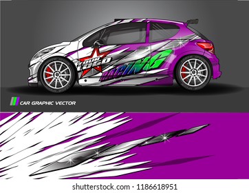Car decal design vector. abstract racing graphic stripe background kit for vehicle vinyl wrap, race car sticker, and rally livery
