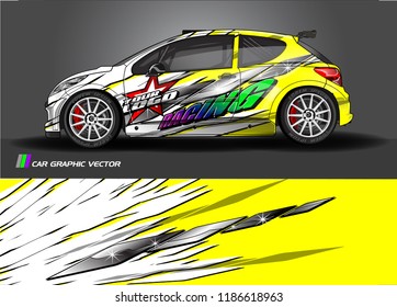 Car decal design vector. abstract racing graphic stripe background kit for vehicle vinyl wrap, race car sticker, and rally livery