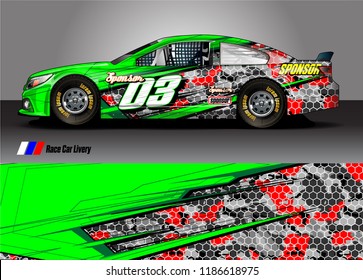 Car decal design vector. abstract racing graphic stripe background kit for vehicle vinyl wrap, race car sticker, and rally livery