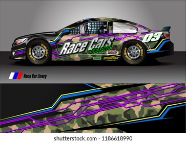 Car decal design vector. abstract racing graphic stripe background kit for vehicle vinyl wrap, race car sticker, and rally livery