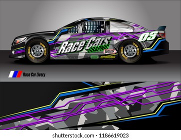 Car decal design vector. abstract racing graphic stripe background kit for vehicle vinyl wrap, race car sticker, and rally livery