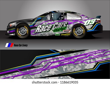 Car decal design vector. abstract racing graphic stripe background kit for vehicle vinyl wrap, race car sticker, and rally livery