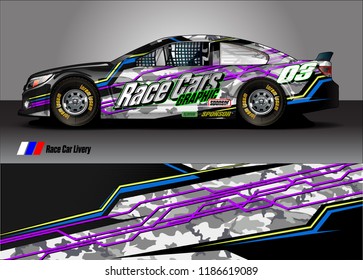 Car decal design vector. abstract racing graphic stripe background kit for vehicle vinyl wrap, race car sticker, and rally livery