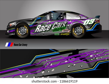 Car decal design vector. abstract racing graphic stripe background kit for vehicle vinyl wrap, race car sticker, and rally livery