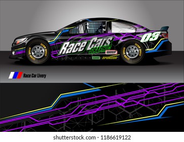 Car decal design vector. abstract racing graphic stripe background kit for vehicle vinyl wrap, race car sticker, and rally livery