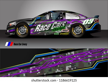 Car decal design vector. abstract racing graphic stripe background kit for vehicle vinyl wrap, race car sticker, and rally livery