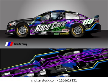 Car decal design vector. abstract racing graphic stripe background kit for vehicle vinyl wrap, race car sticker, and rally livery