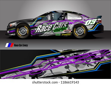 Car decal design vector. abstract racing graphic stripe background kit for vehicle vinyl wrap, race car sticker, and rally livery