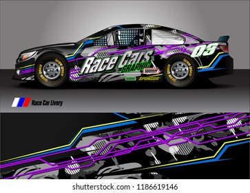 Car decal design vector. abstract racing graphic stripe background kit for vehicle vinyl wrap, race car sticker, and rally livery