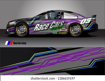 Car decal design vector. abstract racing graphic stripe background kit for vehicle vinyl wrap, race car sticker, and rally livery