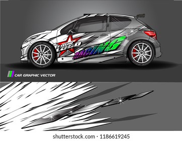 Car decal design vector. abstract racing graphic stripe background kit for vehicle vinyl wrap, race car sticker, and rally livery