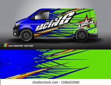 Car decal design vector. abstract racing graphic stripe background kit for vehicle vinyl wrap, race car sticker, and rally livery