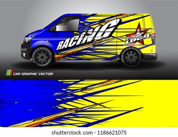 Car decal design vector. abstract racing graphic stripe background kit for vehicle vinyl wrap, race car sticker, and rally livery
