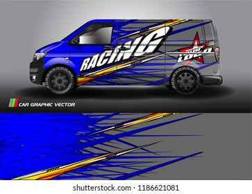 Car decal design vector. abstract racing graphic stripe background kit for vehicle vinyl wrap, race car sticker, and rally livery