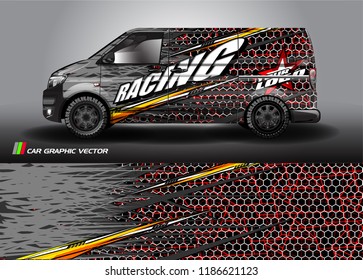 Car decal design vector. abstract racing graphic stripe background kit for vehicle vinyl wrap, race car sticker, and rally livery