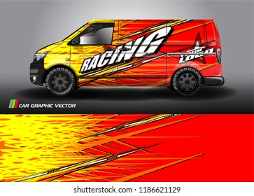 Car decal design vector. abstract racing graphic stripe background kit for vehicle vinyl wrap, race car sticker, and rally livery