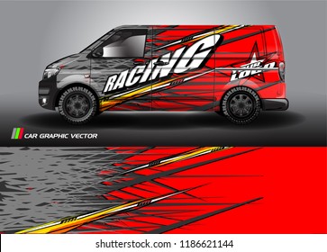 Car decal design vector. abstract racing graphic stripe background kit for vehicle vinyl wrap, race car sticker, and rally livery