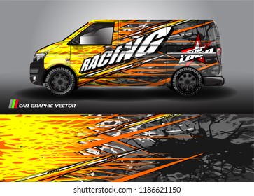 Car decal design vector. abstract racing graphic stripe background kit for vehicle vinyl wrap, race car sticker, and rally livery