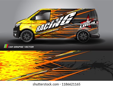 Car decal design vector. abstract racing graphic stripe background kit for vehicle vinyl wrap, race car sticker, and rally livery