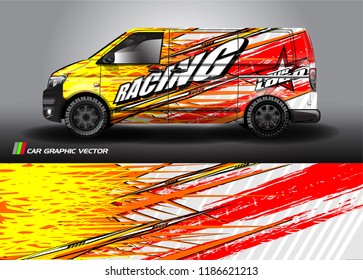 Car decal design vector. abstract racing graphic stripe background kit for vehicle vinyl wrap, race car sticker, and rally livery