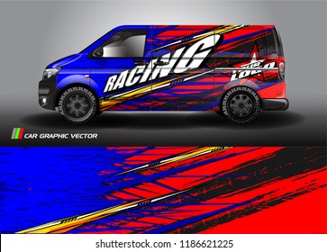 Car decal design vector. abstract racing graphic stripe background kit for vehicle vinyl wrap, race car sticker, and rally livery