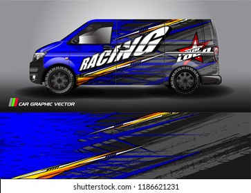 Car decal design vector. abstract racing graphic stripe background kit for vehicle vinyl wrap, race car sticker, and rally livery