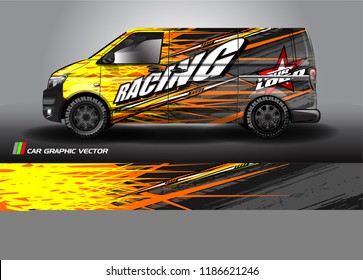 Car decal design vector. abstract racing graphic stripe background kit for vehicle vinyl wrap, race car sticker, and rally livery