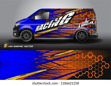 Car decal design vector. abstract racing graphic stripe background kit for vehicle vinyl wrap, race car sticker, and rally livery