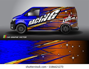 Car decal design vector. abstract racing graphic stripe background kit for vehicle vinyl wrap, race car sticker, and rally livery
