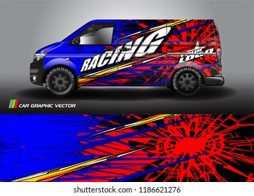 Car decal design vector. abstract racing graphic stripe background kit for vehicle vinyl wrap, race car sticker, and rally livery