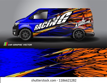 Car decal design vector. abstract racing graphic stripe background kit for vehicle vinyl wrap, race car sticker, and rally livery