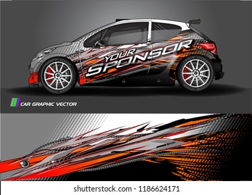 Car decal design vector. abstract racing graphic stripe background kit for vehicle vinyl wrap, race car sticker, and rally livery